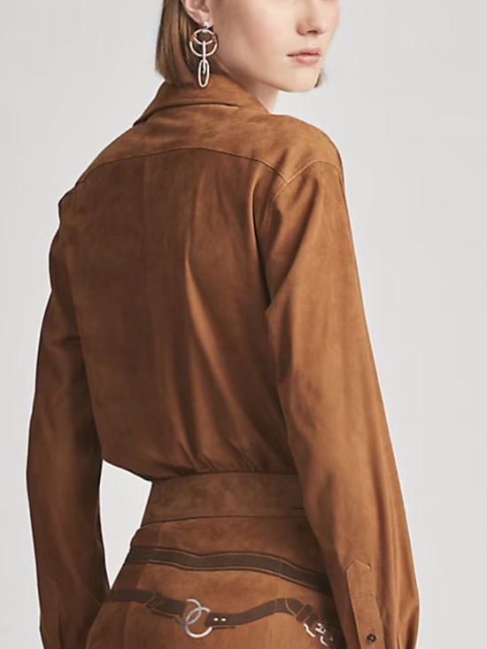 Ralph Lauren Dresses & Skirts - Ralph Lauren sz 2 brown capri lamb suede wrap shirt jacket
